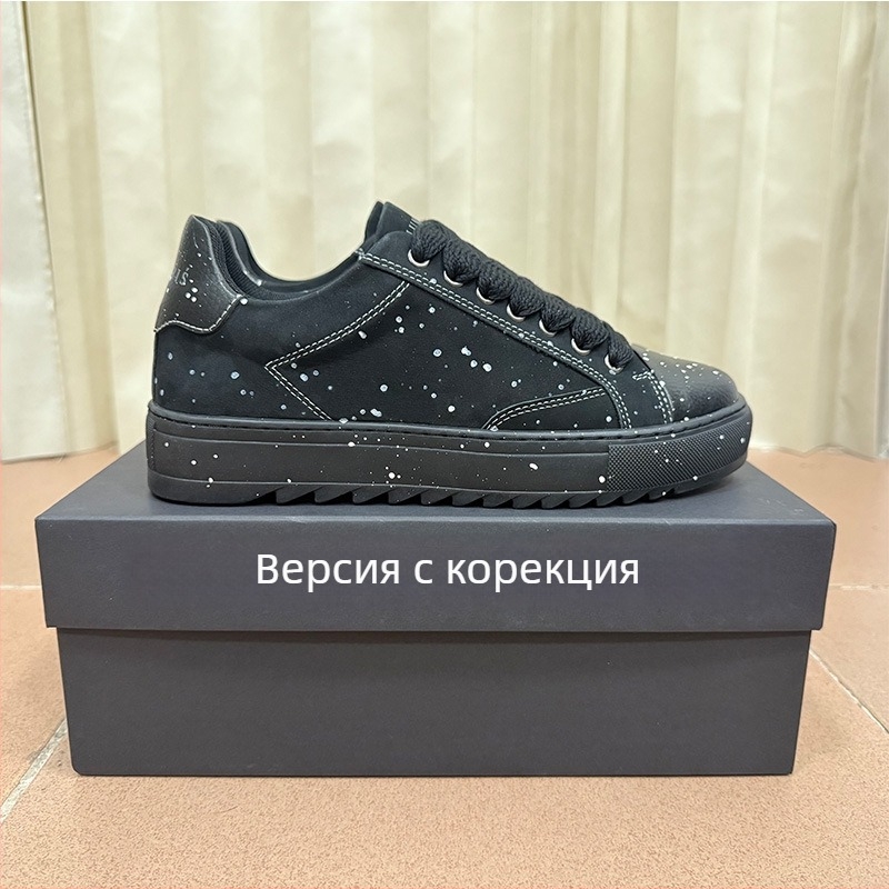 Спортно-елегантни обувки за мъже и жени, с дебел под, връзки, платнен горен, гумена подметка, PU стелка