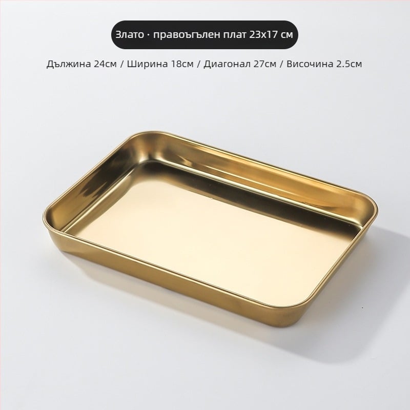 Тарелка от неръждаема стомана в корейски стил, квадратна, подходяща за микровълнова, модерен минималистичен дизайн, премиум качество