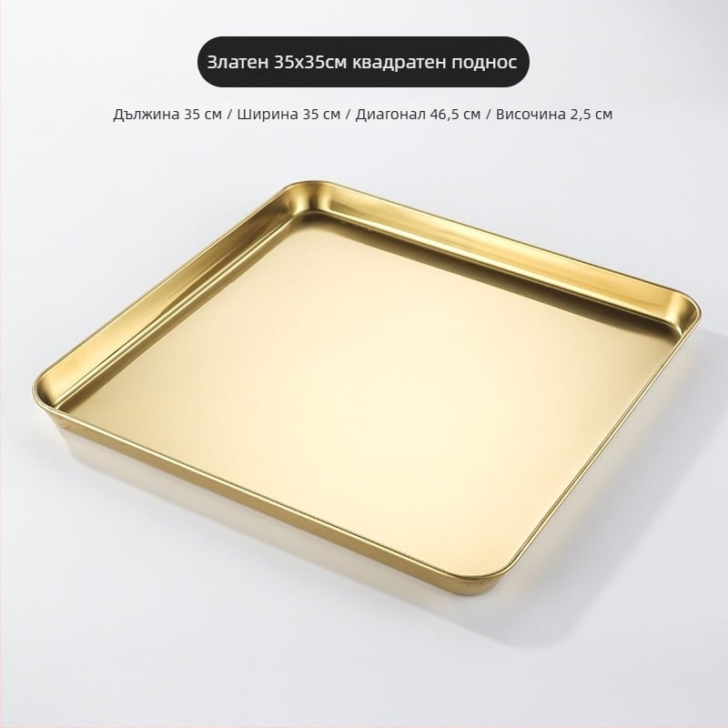 Тарелка от неръждаема стомана в корейски стил, квадратна, подходяща за микровълнова, модерен минималистичен дизайн, премиум качество