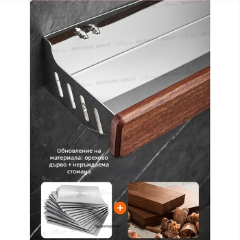 Стенно кухненско рафтово пространство – 304 неръждаема стомана, без монтаж, правоъгълна форма, модерен минималистичен стил