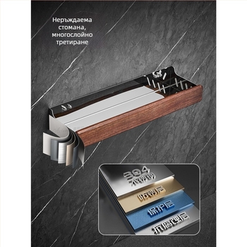 Стенно кухненско рафтово пространство – 304 неръждаема стомана, без монтаж, правоъгълна форма, модерен минималистичен стил