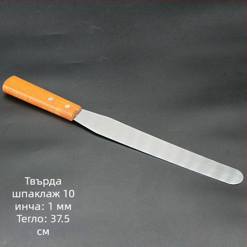 Комплект шпатули за teppanyaki със дървени дръжки, шпатули от неръждаема стомана – висока топлоустойчивост, антиизгаряне, прибори за грил