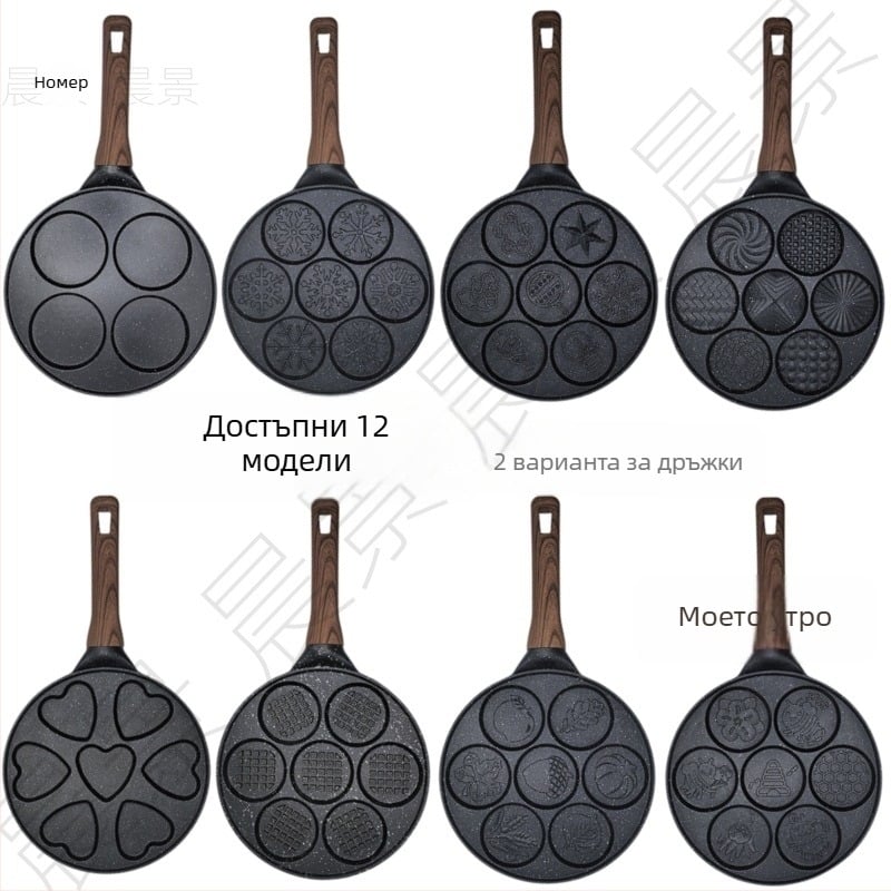 Тиган за пържене – незалепващо покритие; корпус от алуминиева сплав; дъно от 430 неръждаема стомана; двойно дъно; съвместим с индукционни котлони и газови печки