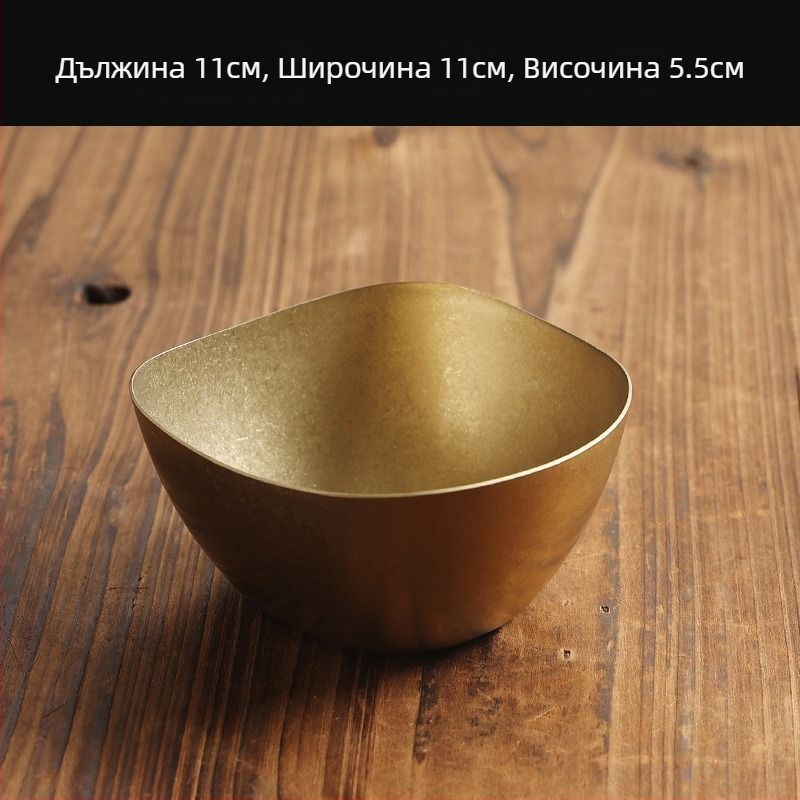 Плитък съд за закуски и десерти, ретро стил, матирана повърхност, 304 неръждаема стомана, подходящ за микровълнова.