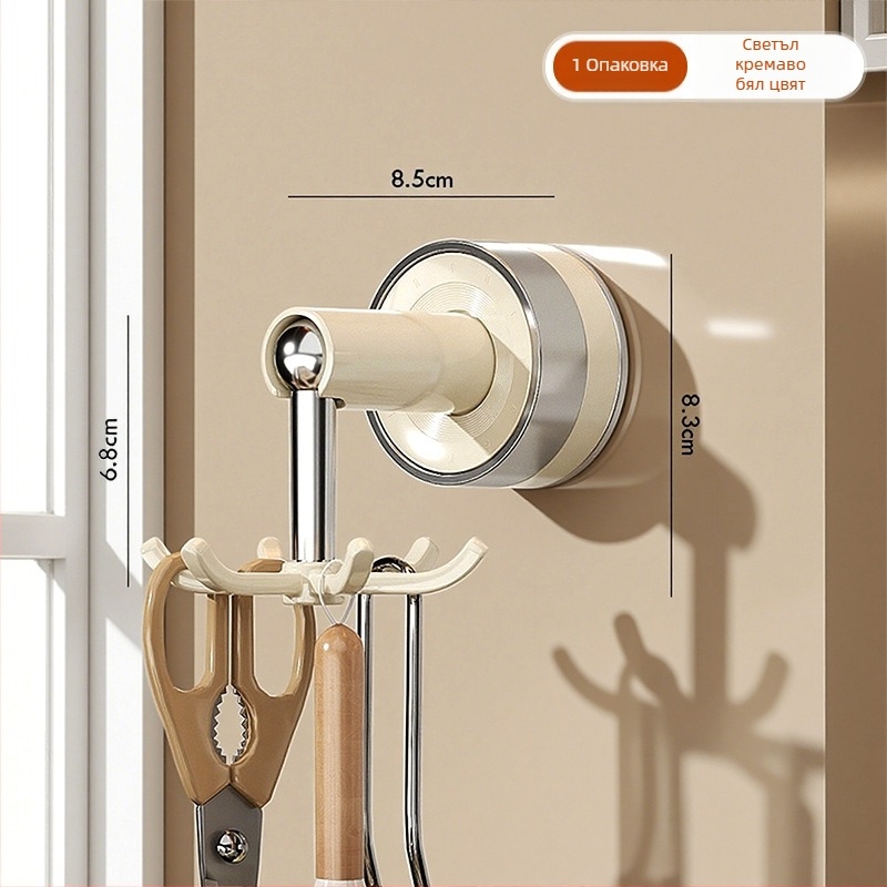 Кухненска вакуумна закачалка със шест щипки, въртяща се на стената, без пробиване; PET+ABS; мултифункционална, без монтаж; марка Youqin