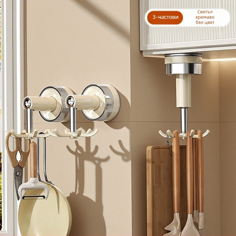 Кухненска вакуумна закачалка със шест щипки, въртяща се на стената, без пробиване; PET+ABS; мултифункционална, без монтаж; марка Youqin