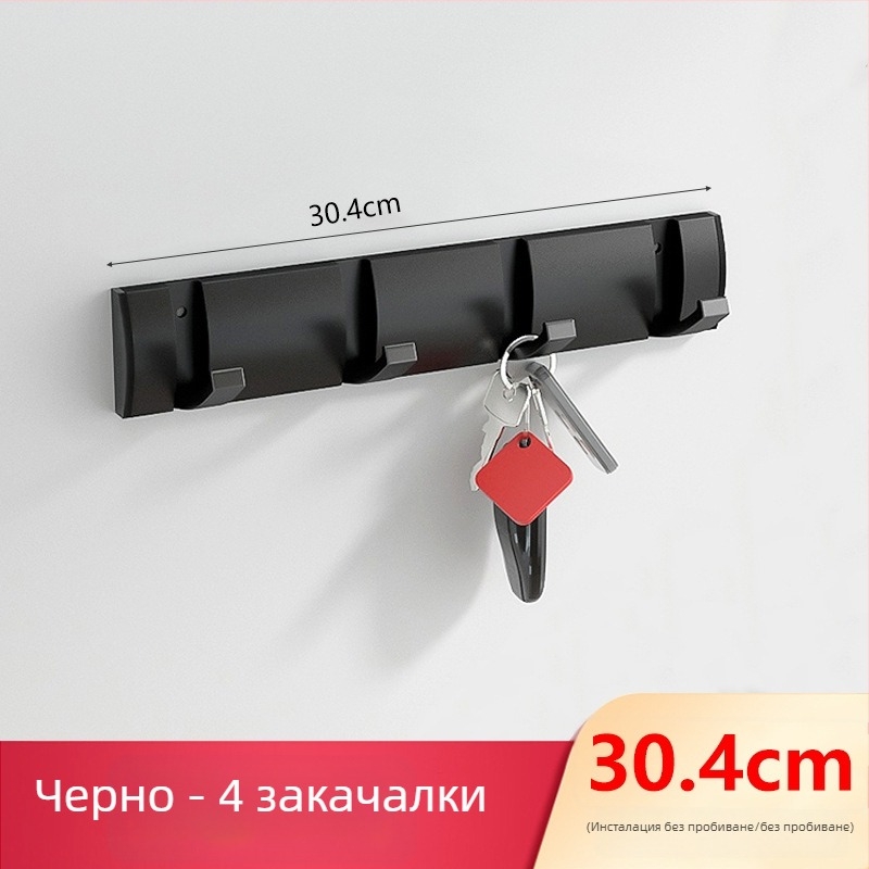 Скрита закачалка за врата за антре/гардероб — стенна сгъваема закачалка за палта и шапки, без пробиване — Space Aluminum, 444 g, Nano sandblasting, Светъл лукс, EU CE сертификация