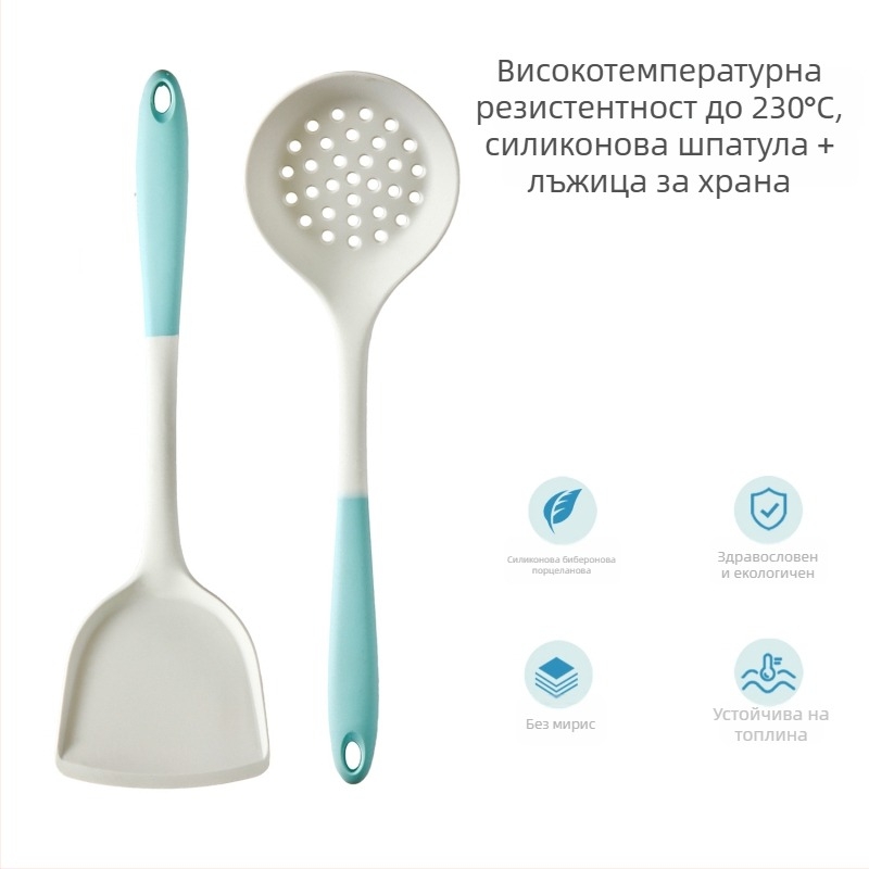 Xukang силиконови шпатули, комплект 4 броя, с клип за храна и супена лъжица, незалепващи, устойчиви на хлъзгане, термоустойчиви