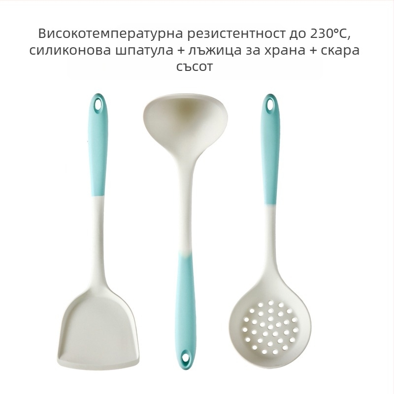 Xukang силиконови шпатули, комплект 4 броя, с клип за храна и супена лъжица, незалепващи, устойчиви на хлъзгане, термоустойчиви