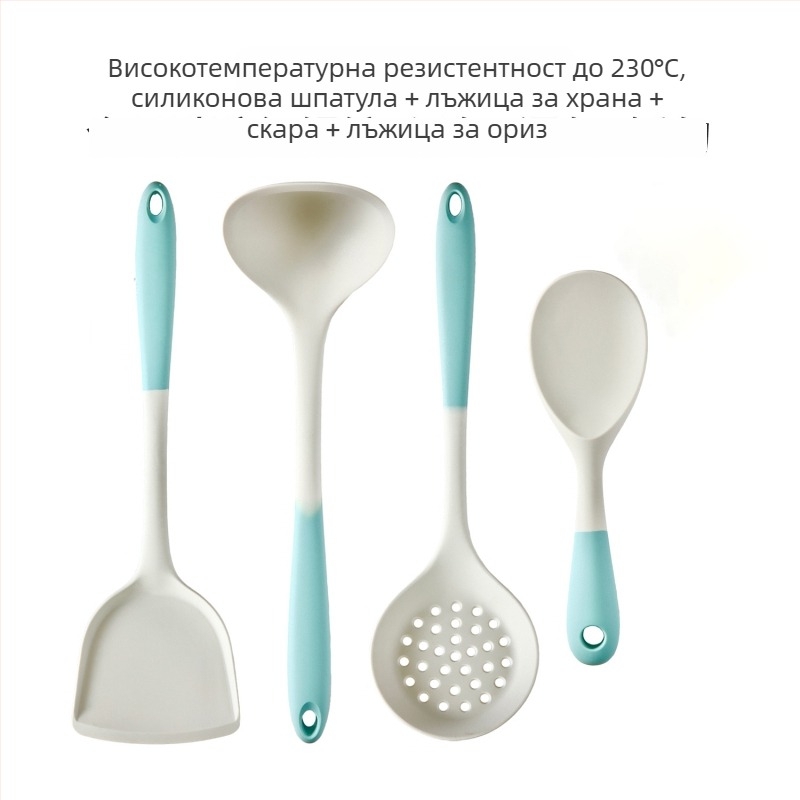 Xukang силиконови шпатули, комплект 4 броя, с клип за храна и супена лъжица, незалепващи, устойчиви на хлъзгане, термоустойчиви
