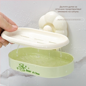 Стенен държач за сапун с вакуумна присоска и тава за отцеждане – ABS материал