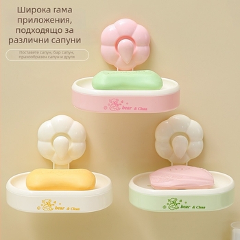 Стенен държач за сапун с вакуумна присоска и тава за отцеждане – ABS материал