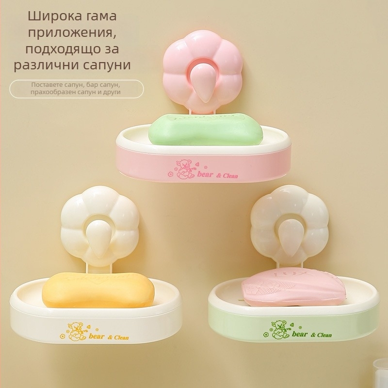 Стенен държач за сапун с вакуумна присоска и тава за отцеждане – ABS материал