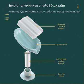 Пластмасов стенен държач за сапун с вакуумна чашка и отцеждаща тава