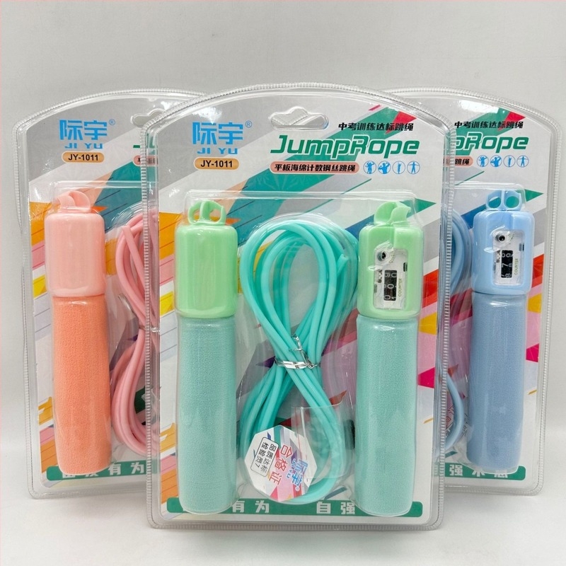 Jiyu Скоково въже за скачане с пяна дръжки, регулируемо за ученици от началното и средното училище, PVC конструкция, опаковка 96 бр