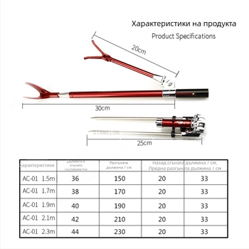 Sinmelon неръждаема стомана – държач за риболовна пръчка със земен щифт, сгъваем, върти се в множество посоки