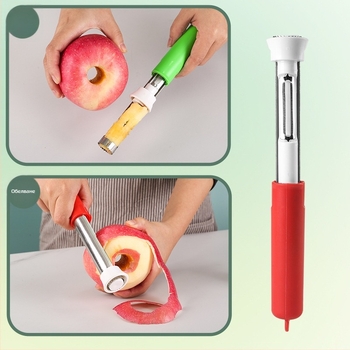 Телескопичен инструмент за изваждане на сърцевина от плодове и обелване – неръждаема стомана, 3 в 1 за плодове и зеленчуци, нестандартен дизайн
