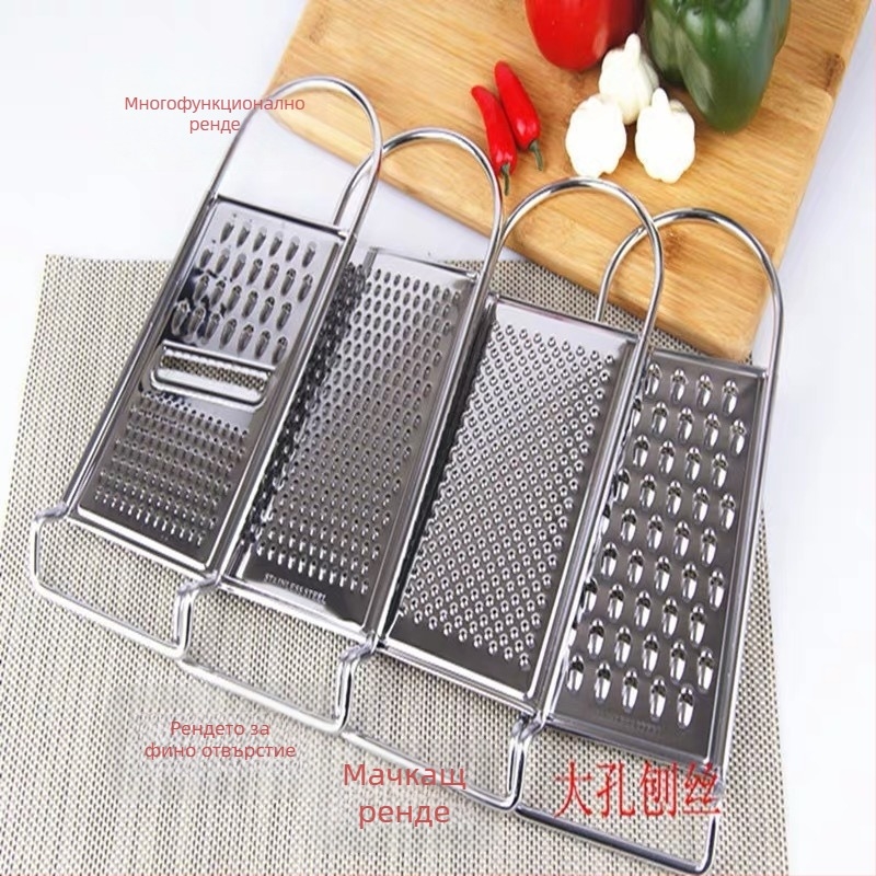 Xinfeng настъргвач от неръждаема стомана със 6 отвора, многофункционално настъргващо устройство за зеленчуци и плодове с пластмасова дръжка