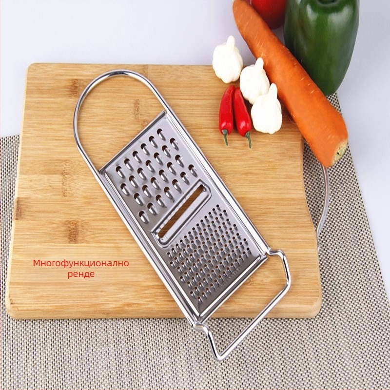 Xinfeng настъргвач от неръждаема стомана със 6 отвора, многофункционално настъргващо устройство за зеленчуци и плодове с пластмасова дръжка