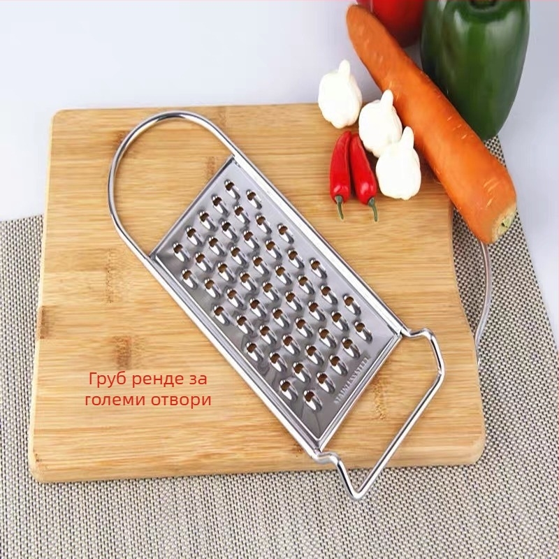 Xinfeng настъргвач от неръждаема стомана със 6 отвора, многофункционално настъргващо устройство за зеленчуци и плодове с пластмасова дръжка