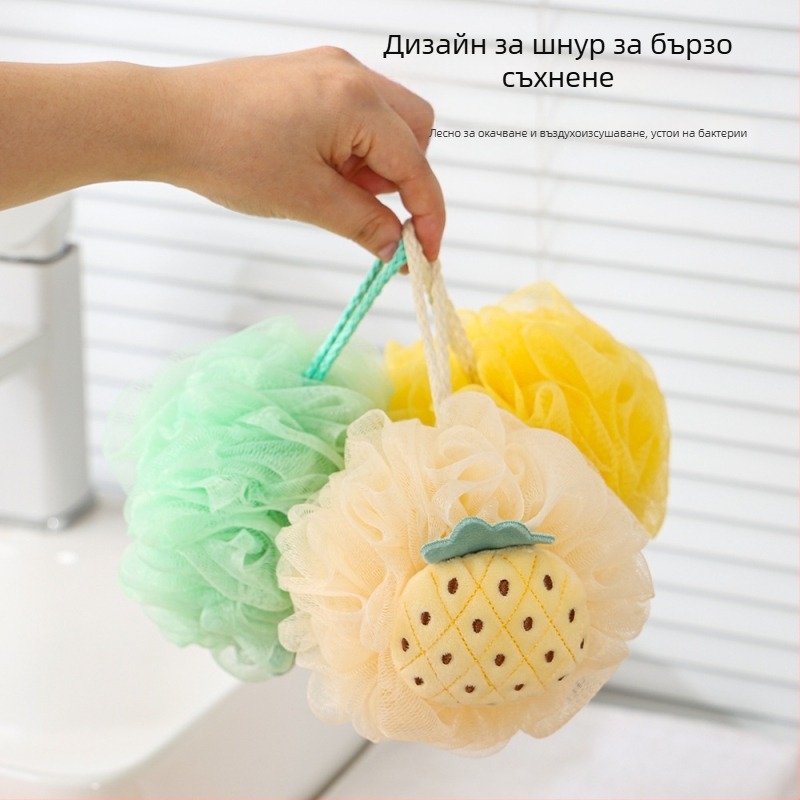 Топка за баня с плодова шарка – супер мека, универсална употреба, не се разпада, материал: PE + полиестер + PP памук