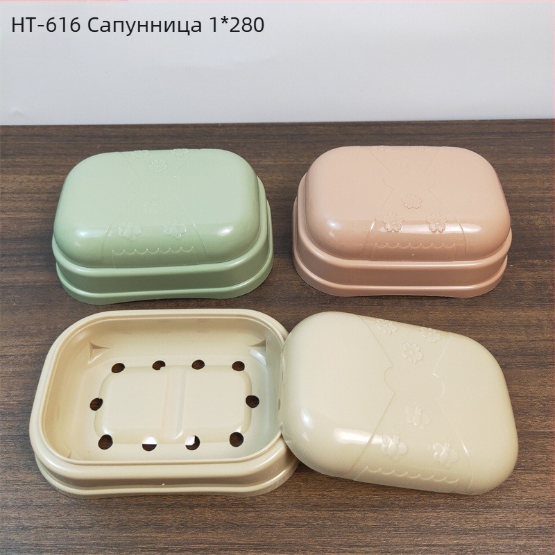 Двуслоен безшевен сапунник с самозалепваща кука за баня, пластмаса, марка Lemi, 240–250 бр.