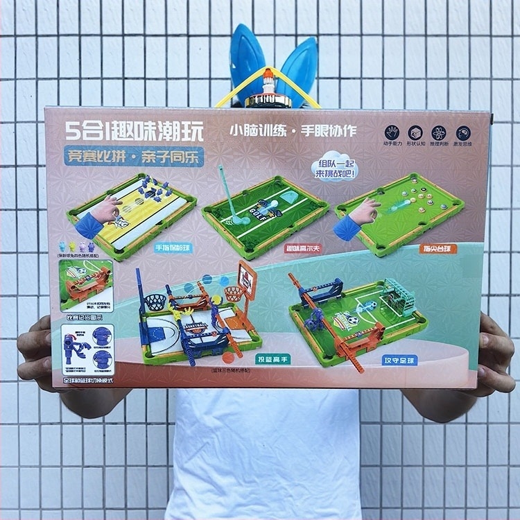 Пет в едно: Игра за футбол на маса за деца — ABS конструкция, настолна игра за деца, подобрява координацията ръка-око и родителско-детска комуникация