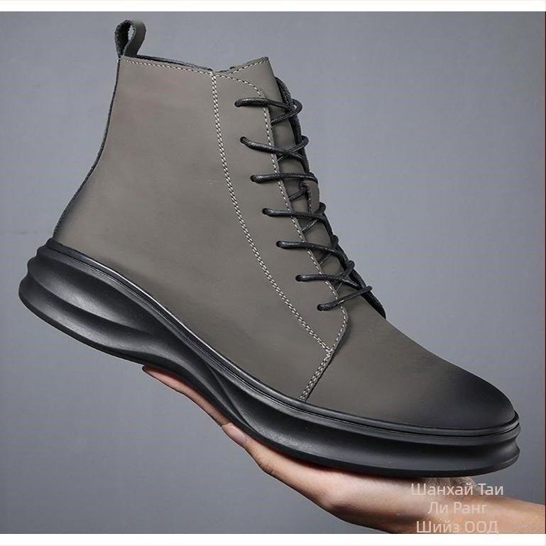 Мъжки ботуши Мартин - високи, дишащи, горна част от естествена кожа, подметка от гума, подплатени флис