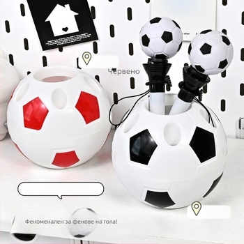 Дръжач за писалка във форма на футбол и органайзер за бюро, пластмасов, Lemon Oak, подходящ за подарък за рожден ден и завършване