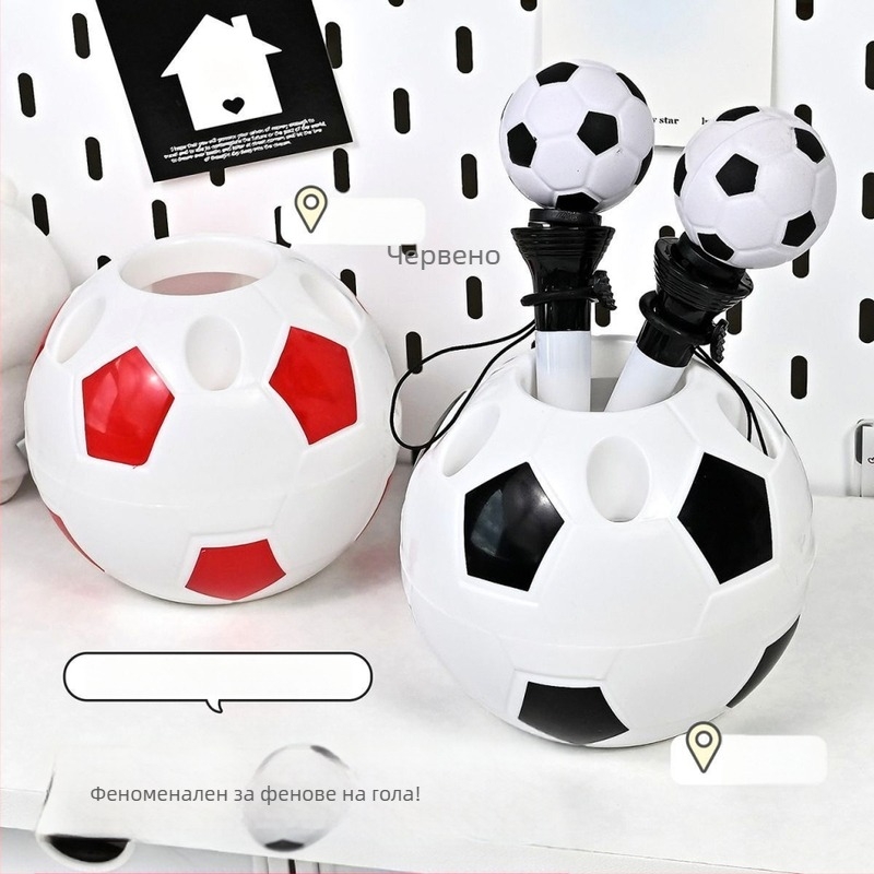 Дръжач за писалка във форма на футбол и органайзер за бюро, пластмасов, Lemon Oak, подходящ за подарък за рожден ден и завършване