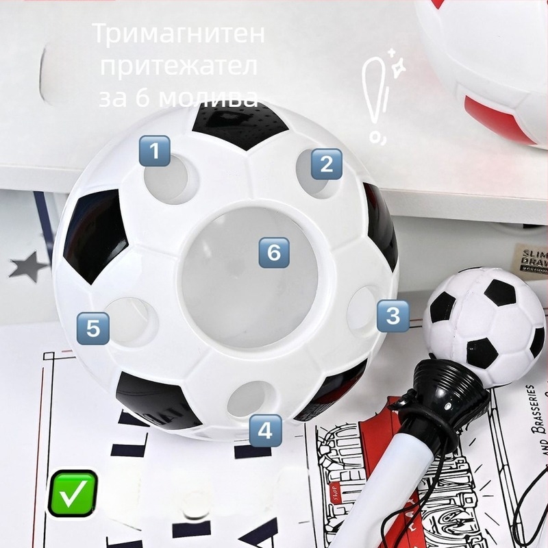 Дръжач за писалка във форма на футбол и органайзер за бюро, пластмасов, Lemon Oak, подходящ за подарък за рожден ден и завършване