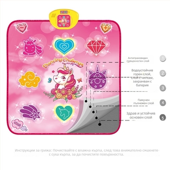Интерактивна детска пиано-танцова подложка с педал за крак - образователна играчка, лека тъкан, 5 см дебелина, за деца 4-6 години