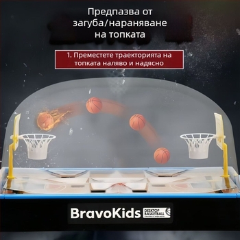 Настолна игра за двама: баскетбол и футбол – пластмасова конструкция; взаимодействие между родител и дете, развиване на мисленето и ръчно-очна координация; за деца и младежи 4–35 години