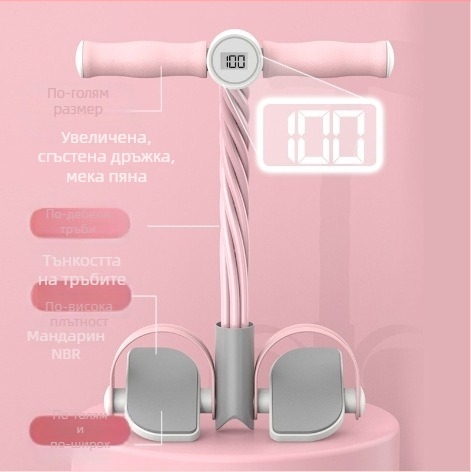 Уред за коремни преси с педален опън и брояч, шест-нишкова система за домашно ползване