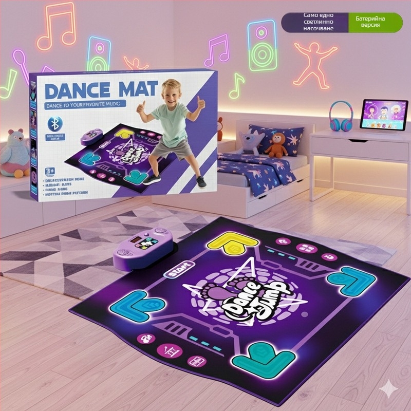 Детска спортно-музикална танцова подложка — сгъваема, интерактивна игра за родител и дете, от пластмаса, за деца на 7–14 години