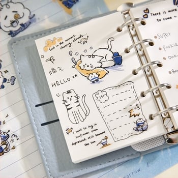 Комплект карикатурни стикери за дневник: котки и кучета в гумени ботуши, DIY декоративни стикери