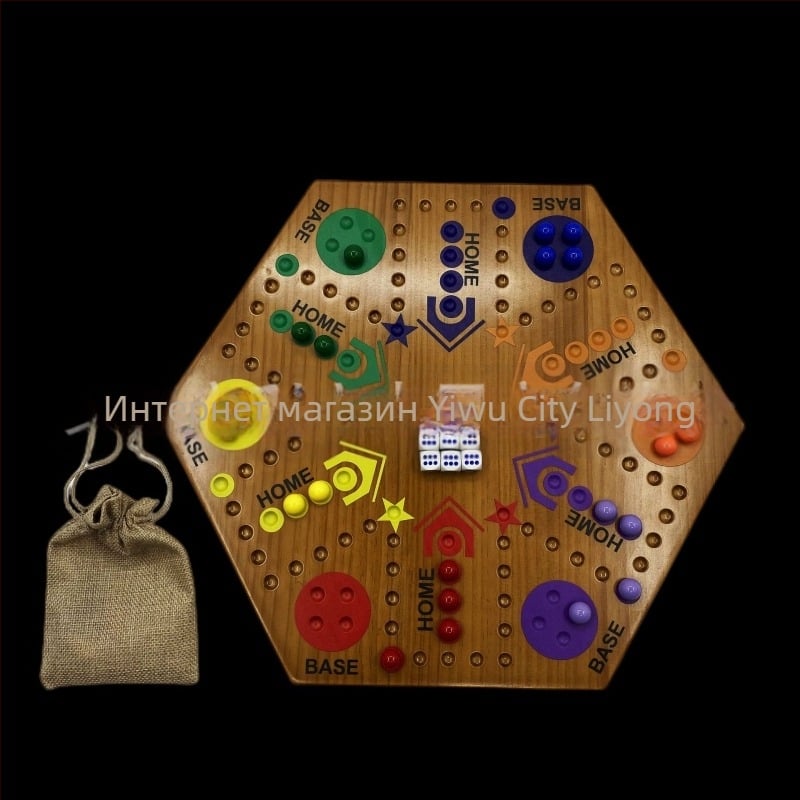 Дървена двустранна настолна игра с Flying Chess – мултиплейър трак игра, за възраст 4–35