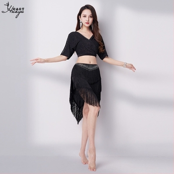 Рокля за Belly dance с V-образно деколте и пискюли – сребърна мрежеста тъкан, основен материал: найлон, за жени, лято 2023