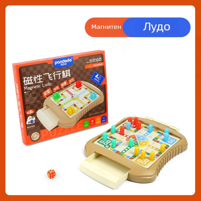 Магнитен настолен комплект за игри: Гомоку и Flying Chess, сгъваемо отделение, пластмасов корпус, Pan duoduo, за деца 7–14 г, 3C сертификация 2021152202038836