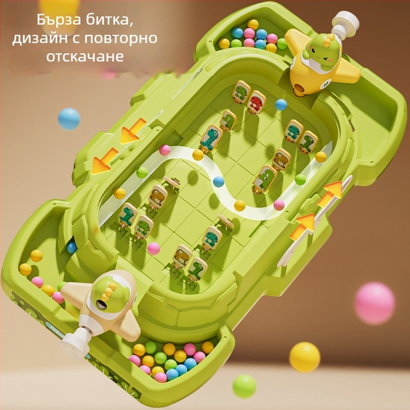 Образователна пинбол игра за деца — пластмасова конструкция, за двама играчи, развива координацията ръка-око и връзката родител-дете, подходяща за деца на възраст 4–6 години и над 6 години
