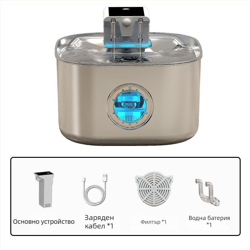 Диспенсър за вода за домашни любимци Ft904 – 304 неръждаема стомана, капацитет 3,2 л, разделяем, без електричество