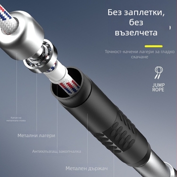 Тежестно въже за скачане за фитнес и изгаряне на мазнини – оплетено въже, професионално тренировъчно за възрастни, марка Nothing, код на продукта 671432678466