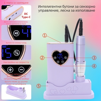 Професионален електрически полировач за нокти Osanuv j1, презареждащ се, 45000 RPM, произход Dongguan