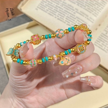 Гривна с пеперуден мотив от мед със истинско златно покритие, Daiman Jewelry, унисекс, корейски стил, подарък за годишнина, лято 2025 издание