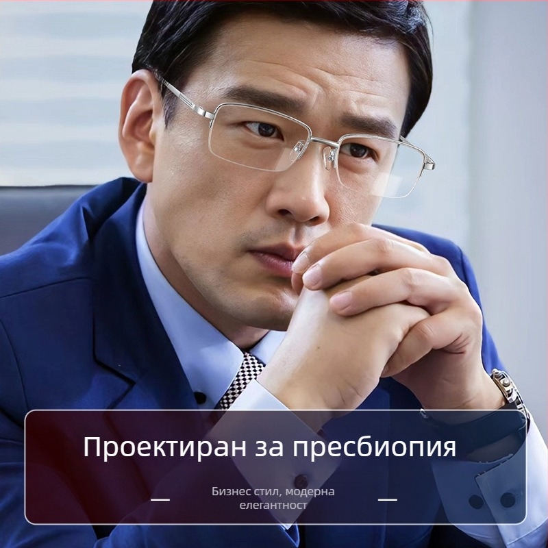 Луксозни очила за четене с кристални лещи, полурамков дизайн, лещи с висока яснота и издръжливост, мъжки модел за възрастни
