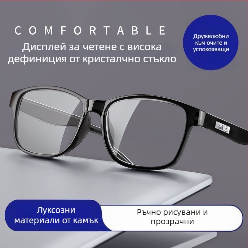Очила за четене с лещи от стъкло, пълна рамка, PC рамка, защита от синя светлина и радиация