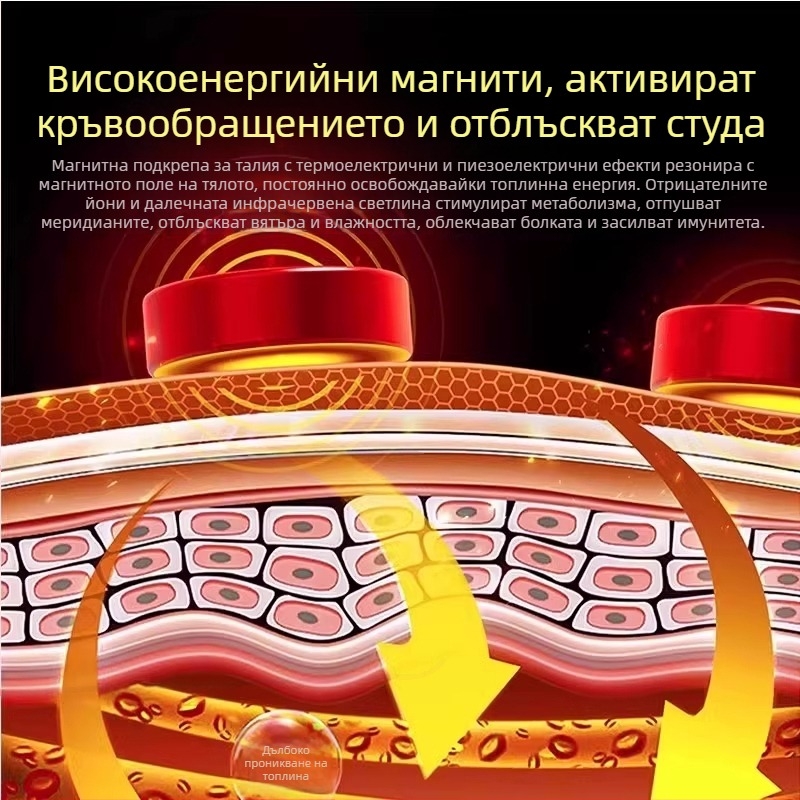 Магнитен пояс за кръста с самозагряващо отопление – за херния на диск в поясничния отдел и напрежение на поясничните мускули, унисекс, за възрастни