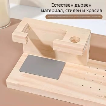 Li xia Дървен маникюрен шлайф с база върху дървена рамка и стойка – многофункционален инструмент за маникюр