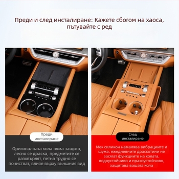 Veelvee ABS силиконови вътрешни аксесоари за централна конзола — силиконова подложка за централния контрол (полупакет), монтаж със статични лепенки, съвместимо с панел за превключване и зона за чаша