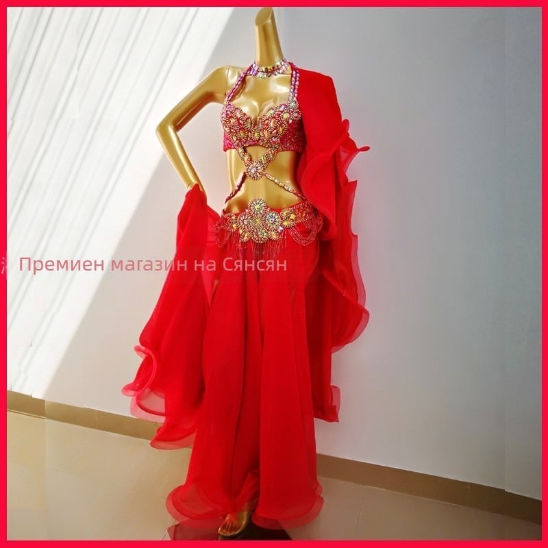 Костюм за ориенталски танц – ръчно пришити пайети, Chenille с еластан, женски, пролет 2025